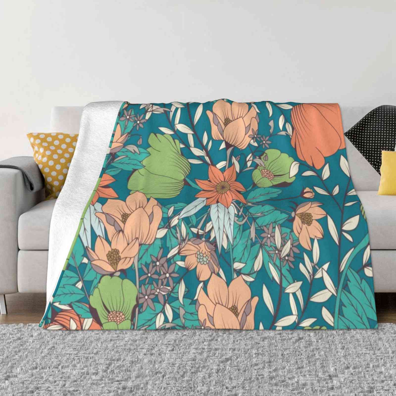 

Botanical Pattern 012 Four Seasons Comfortable Warm Soft Blanket Anniversary Background Bohemian Border Bouquet Branches 30x40in