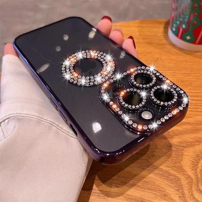 Deluxe Bling Diamond etui na telefon iPhone 12 13 14 11 Pro Max 14 Plus Shinny Rhinestone przezroczyste poszycie miękki silikonowy pokrowiec