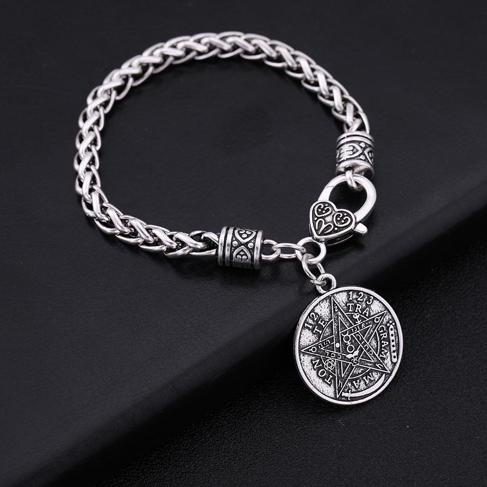Vintage Tetragrammaton Pentacle Pentagram Pendant Bracelets Wiccan Talisman Amulet Seal of Solomon Jewelry Gift For Men