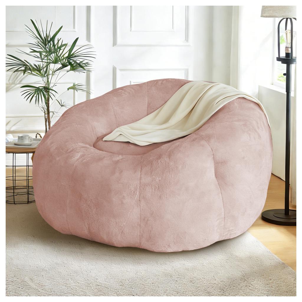 Large Round Bean Bag Lounge Chair with Enhanced Stability for Versatile Living Room and Bedroom Relaxation