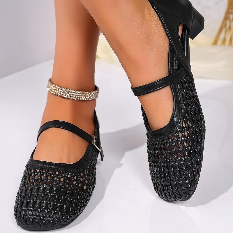 Fashion High Quality Fashion Weaving Women Pumps Shoes Microfiber Mary Jane Woman Ballet Party Flats Sandals