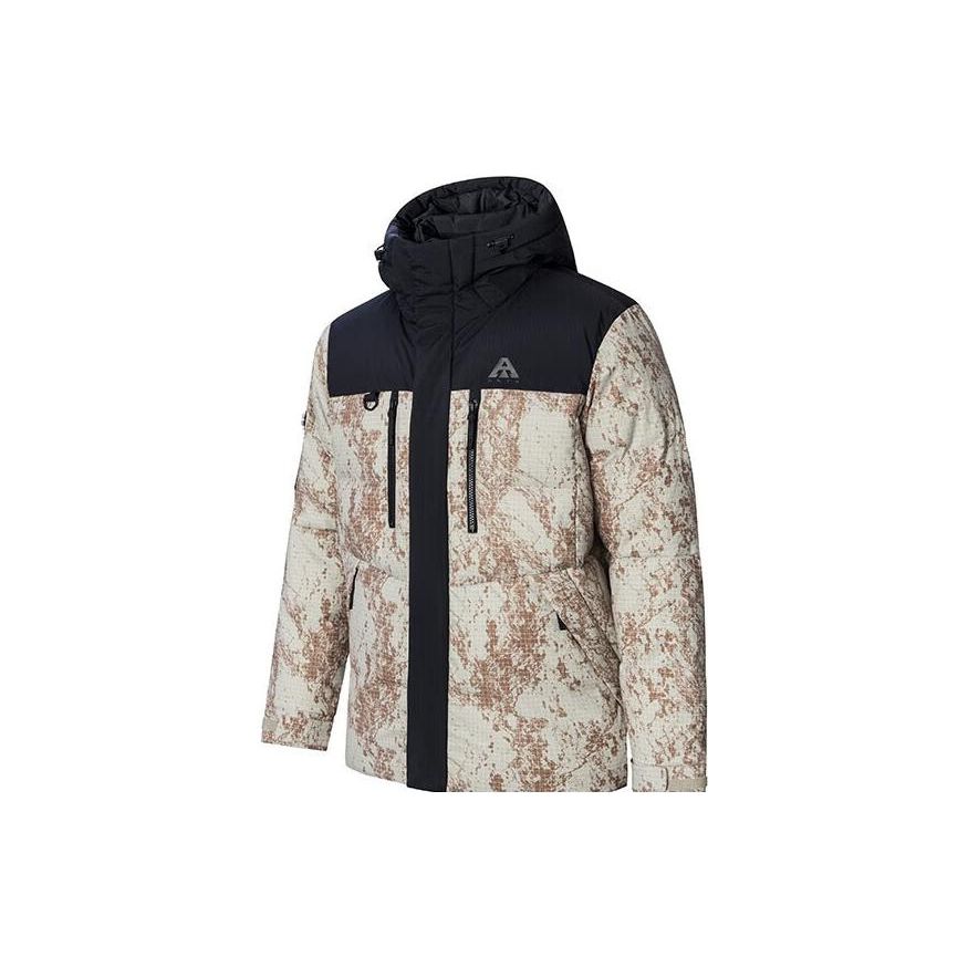 

Anta X National Geographic Collaboration Full Printed Spliced Zip Hooded Down Jacket Men Jacket Khaki Black 952347919-3 S