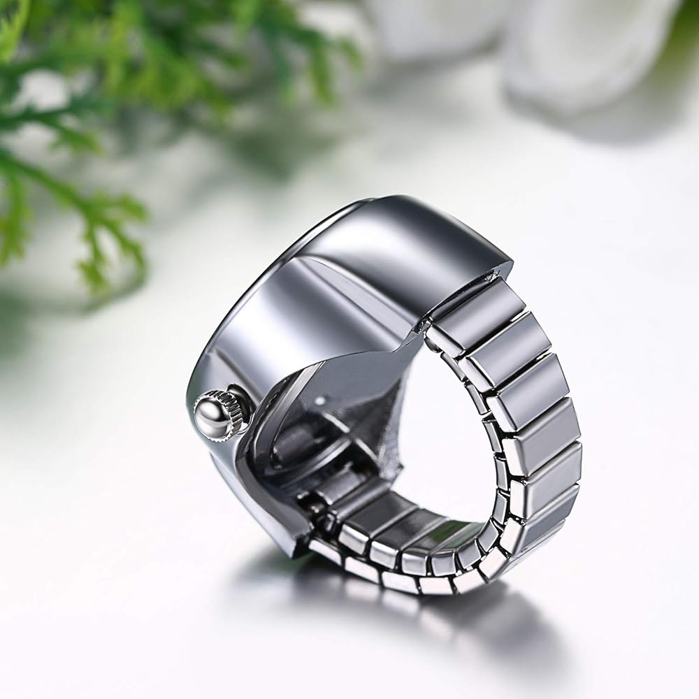 JewelryWe Stainless Steel Analog Quartz Watch Ring Waterproof Business Casual Fashion Accessory