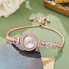 Women Rhinestone Leaf Watch Round Dial Ladies Casual Formal Dress Quartz Bracelet Wristwatch Fashion Jewelry Accessory