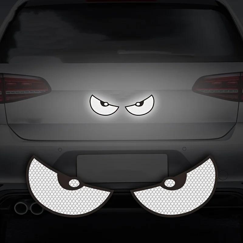 2pcs/Set Reflective Car Stickers - Improve Your Vehicle's Visibility and Safety with Devil Eye Stickers!