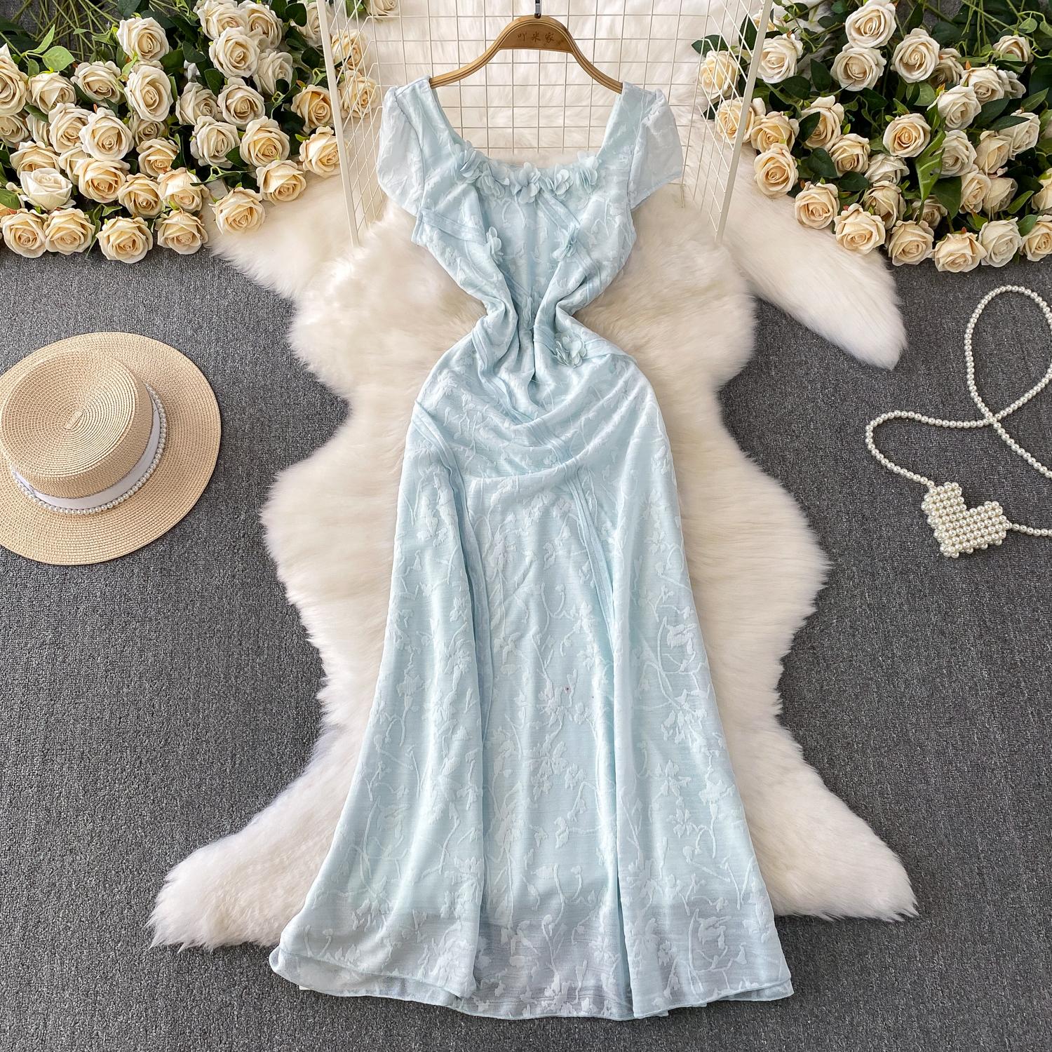 

Летние Женские Элегантные Платья Макси Малого Размера с Квадратным Вырезом и 3D-Цветами, Облегающие Платья-Бодикон для Вечеринки для Выпускницы XXL синий