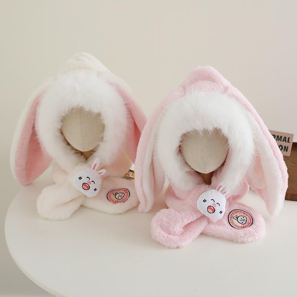 Plush Integrated Hat Scarf Set Windproof Neck Warmer New Ear Protection Hat Kids