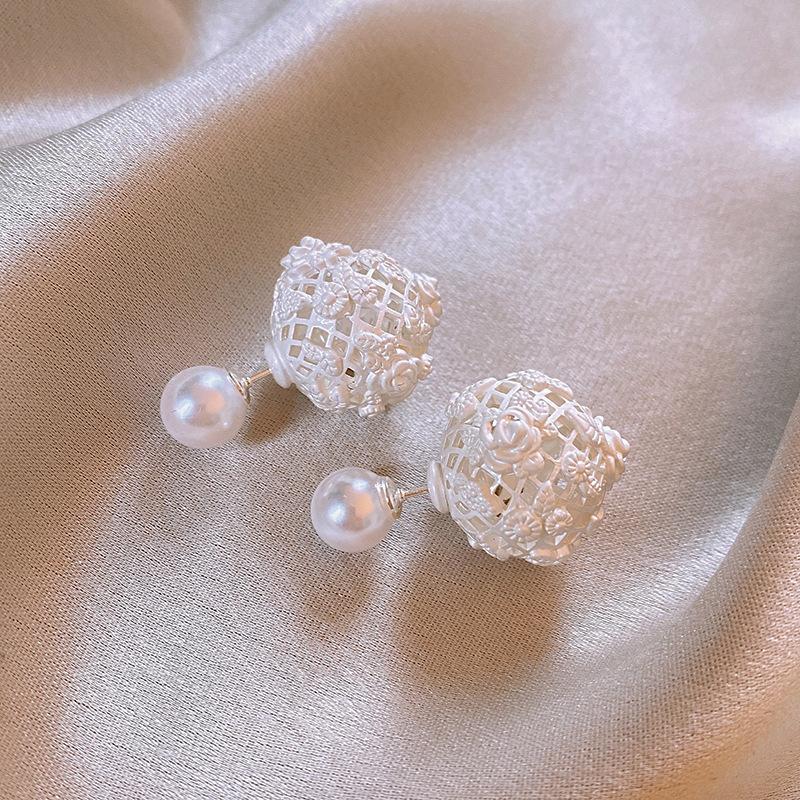 French sweet zircon butterfly flower fringed pearl stud earrings exquisite versatile earrings earrings women