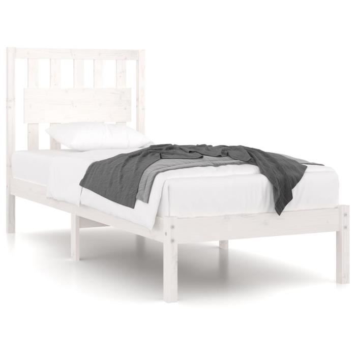 VidaXL Cadre de lit Blanc Bois de pin massif 90x190 cm Simple 3103899