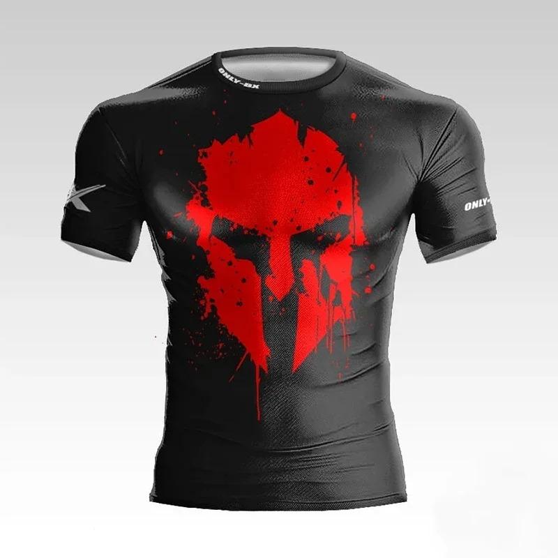 Summer new style Spartan helmet 3D printed men's T-shirt for boxing and fitness,daily outdoor activities.Quick-drying.Streetwear