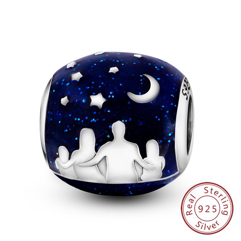 Copper Charms Beads Love Heart Lucky Stars Plane Blue Zircon Charms Pendants Fit Bracelet Charm Women Jewelry