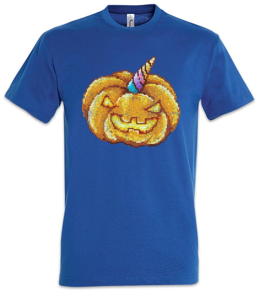 

Pumpkin Unicorn T-Shirt Pixel Retro 8 16 Bit Geek Nerd Rainbow Gamer Fun S