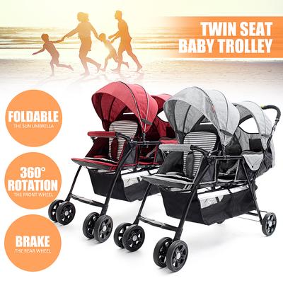 Tándem Mamá Plegable Coche Seat Bebé Doble Del Niño Cochecito Twins Y Trasero Inteligente 2 Artículos Carro Delantero OPk8nX0wN