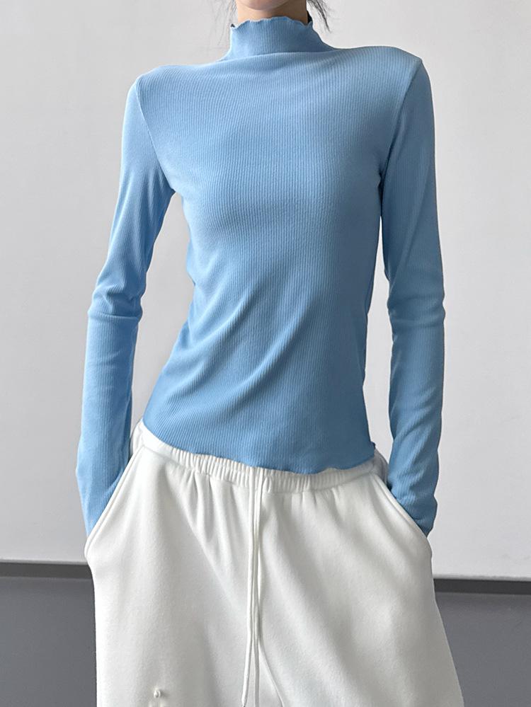 French Style Women's Luxury Knit Base Layer: 2025 Slim-Fit Long-Sleeve Top for Winter