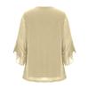Women's Elegant Ruffled Shiny Stamped Seven-Sleeve Double Layer Mesh Top