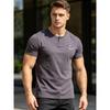 Men's Plus Size Henley T-Shirt (Up to 6XL) - 95% Cotton Short Sleeve Crew Neck Tee with Chest Logo - Big and Tall Casual Summer Top