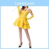 Stilvolles gelbes Märchenkleid mit floralen Akzenten, perfekt für Halloween-Partys und Cosplay