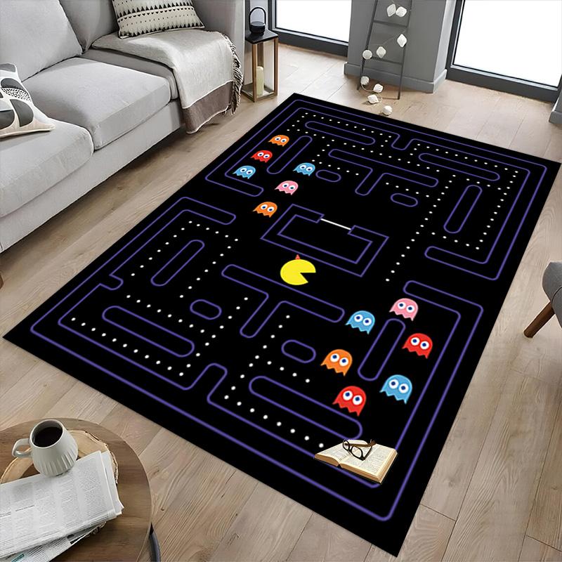 1pc Pacman Maze Adventure Carpet for Playroom Bedroom Living Room Sofa Home Decor,kids Game Area Rug Non-slip Floor Mat Y730140