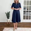 Church Dress for Women Short Sleeve A Line Teacher Work Dress Casual Knee Length