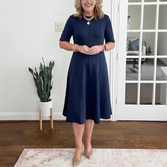 Church Dress for Women Short Sleeve A Line Teacher Work Dress Casual Knee Length