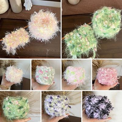 DIY Knitting Mixed Floral Handmade Crochet Faux Mink Knitting Scarves Knitting Pastoral Style Wool Weaving Mixed Yarn Soft 50g