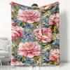 1pc 1pcs Quilted Flannel Blanket Suitable for All Seasons, Cooling Bedspread with Soft Floral Wallpaper Print, Skin-Friendly Bed Covering, Machine Was