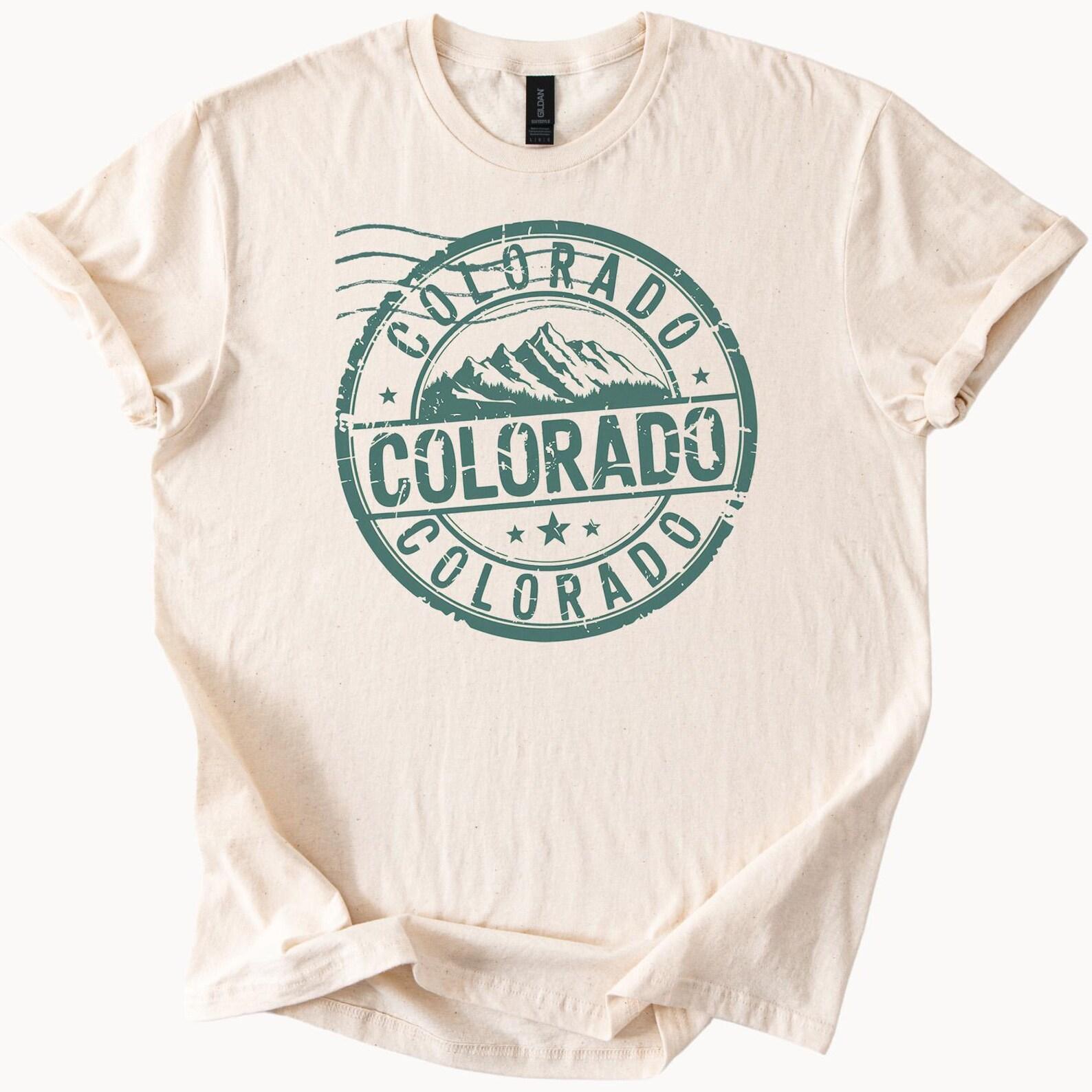 Colorado Mountains Graphic T Shirt Colorado State Stamp Design Nature Hiking Tee Outdoor Adventure Shirt Mountain Range Graphic Top 100