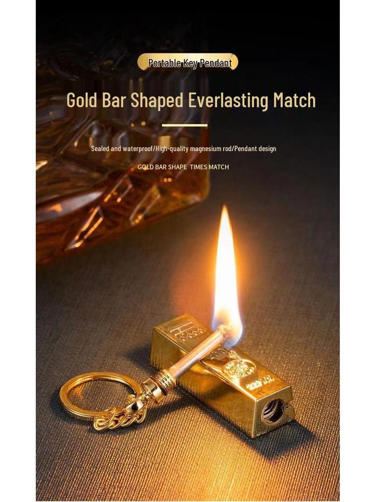 Breloc lingou de aur pe viață: Brichetă impermeabilă, din oțel inoxidabil, cu capacitate de 10.000 de lovituri