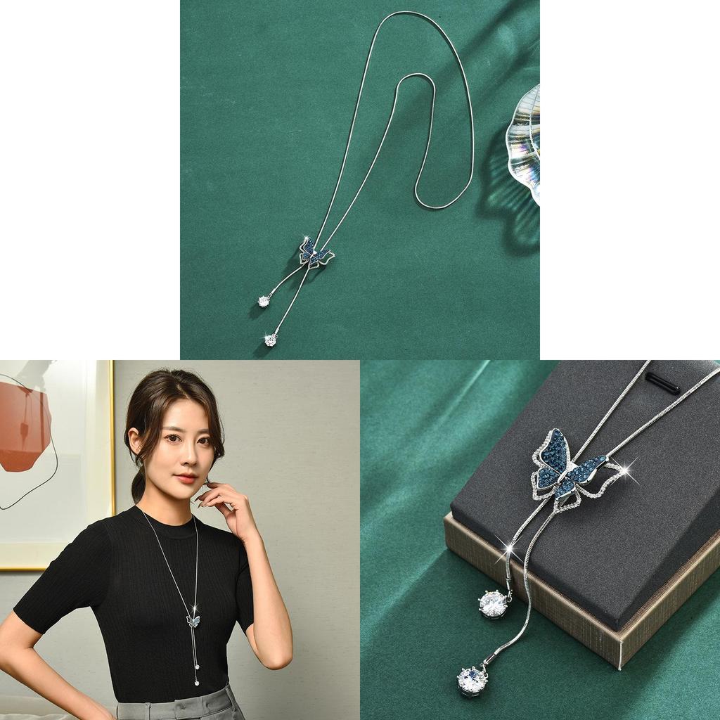Butterfly Pendant Necklace Alloy Snake Chain Gift For Women And Men