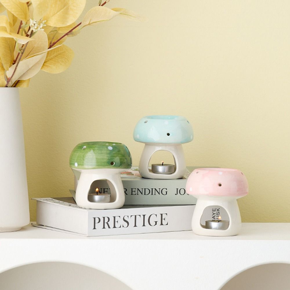 Cute Mushroom Candle Holder Cartoon Romantic Ceramic Aromatherapy Stove Non-toxic Creative Mushroom Incense Burner Bar Counter