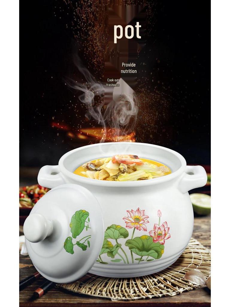 High-Temperature Resistant Large Capacity Ceramic Casserole and Soup Pot for Gas Flame