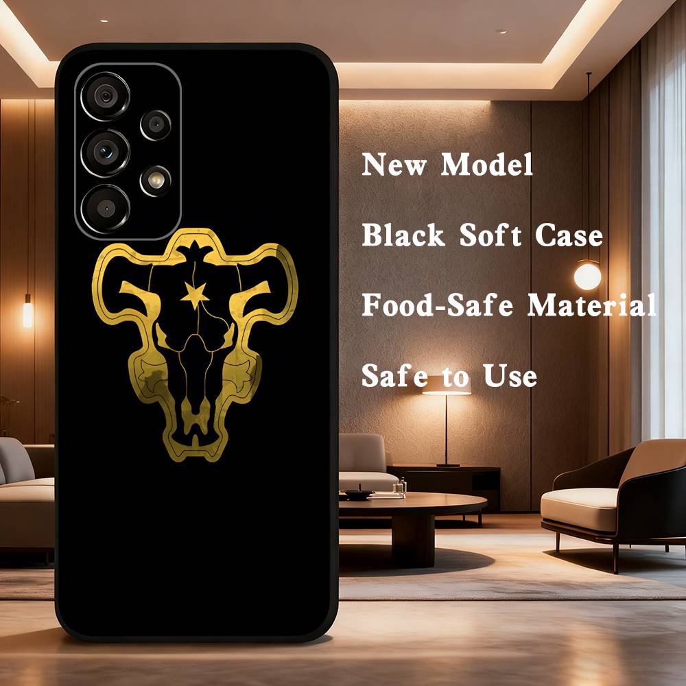 

Black C-Clover A-Asta Phone Case For Samsung Galaxy A73,31,32,72,41,53,52,71,22,5G,Note,J7,8,9 Soft Black Cover SamsungA32 5G