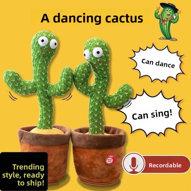 Sand Sculpture Internet celebrity Swing Twist Dancing Cactus Toy Doll Learn to Talk Children Babies Babies