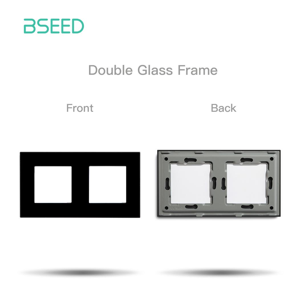 BSEED Glass Socket Frames 1/2/3Gang Mechanical Button Switches French Socket TV ST RJ45 CAT5 Type-c USB Sockets DIY Insert Parts