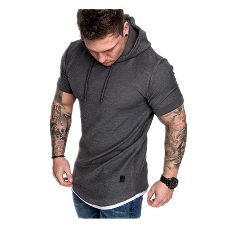 Summer Men's European and American Men's Hooded T-shirt Short-sleeved T-shirt Men