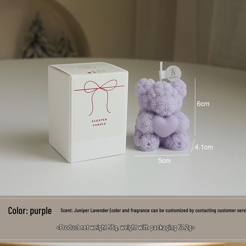 Rose Bear Scented Candle - Valentine's Day Gift, Party Favor, Creative Atmospheric Ornament