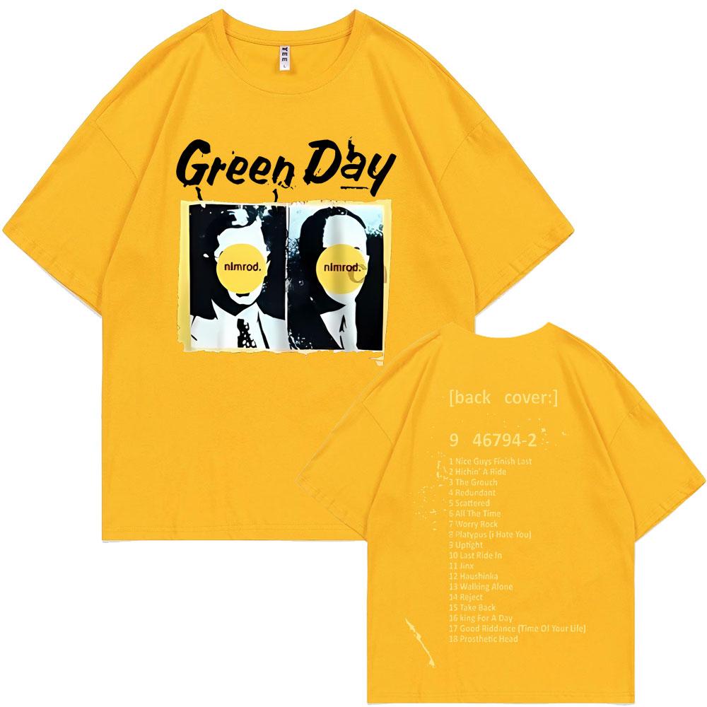 Vzácná punková kapela Green Day Nimrod Zadní strana Pánská Dámská Vintage Gotický Rock Nadměrné tričko Pánské Hip Hop Ležérní trička