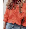 Long-Sleeved Ruffled Shirt for Women Long Sleeves Ruffles V-neck Shirt Shirt