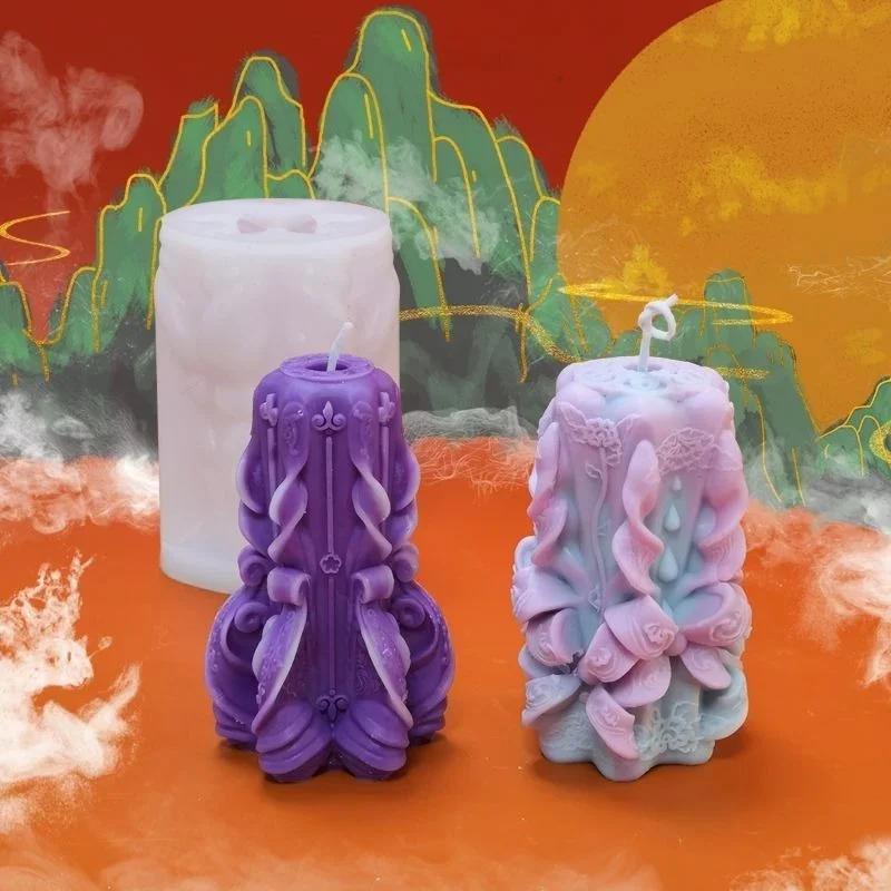 Nuevo Molde de Silicona Tallado Creativo para Velas para Velas de Aromaterapia DIY, Adornos de Yeso, Jabón, Molde de Resina Epoxi, Fabricación de Artesanías