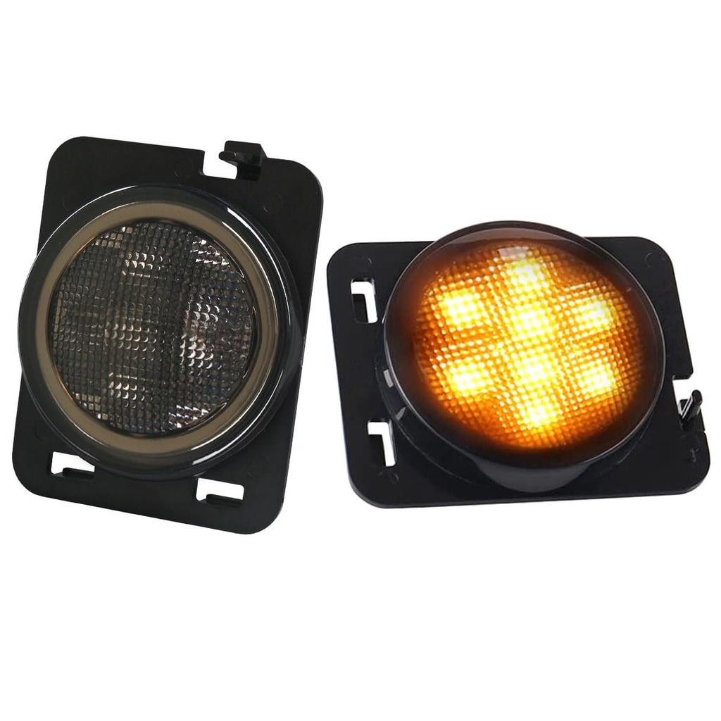 Side Marker Front Fender Turn Signal Parking Light Amber LED Smoke Lens Set of
