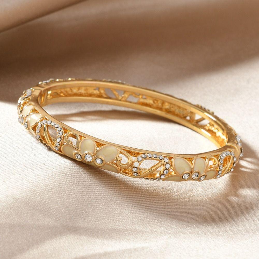 Chinese Style Hollow Out Flower Bangle Traditional Women's Hand Bracelet  Woman