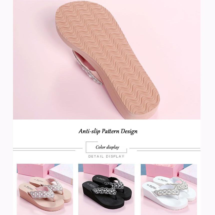 Damen Flip-Flops Gehobene Stollen H Dicke Sohle Weiche Sohle Baeta Rutschfest Strand Outdoor Hausschuhe Gummi EVA Material Flip-Flops