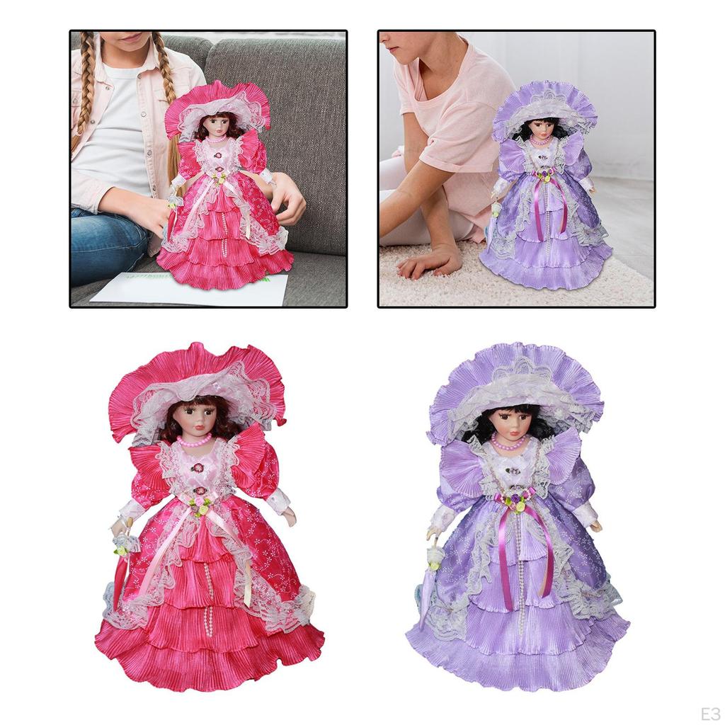 ფაიფურის თოჯინა რთული კაბის დიზაინით სახლის დეკორაციისთვის