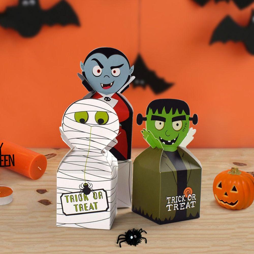 10pcs/bag Easy To Assemble Biscuit Ghost Paper Box Card Paper Cake Packaging Box  Halloween Party