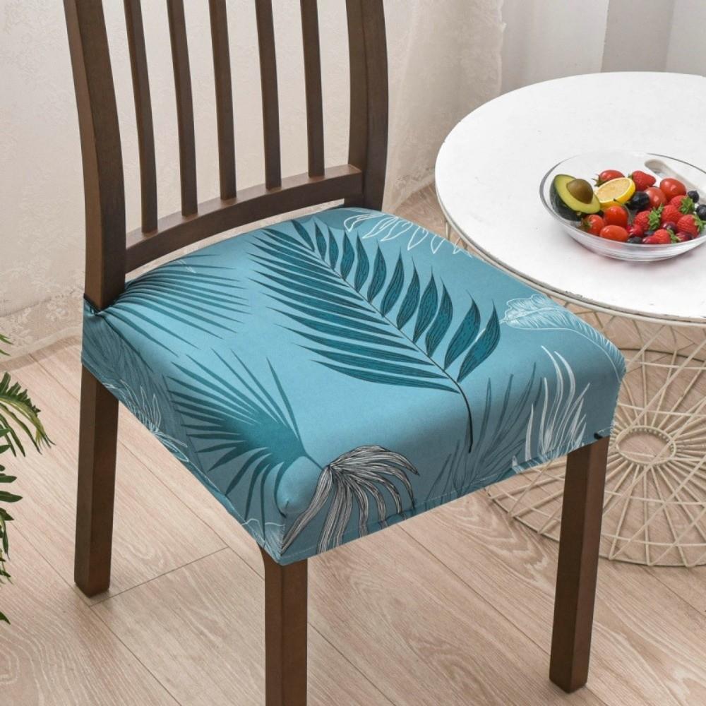 Soft Printed Design Stretch Chair Cover Square Elastic Bottom Chair Seat Cover Removable Chair Cushion Home Decor