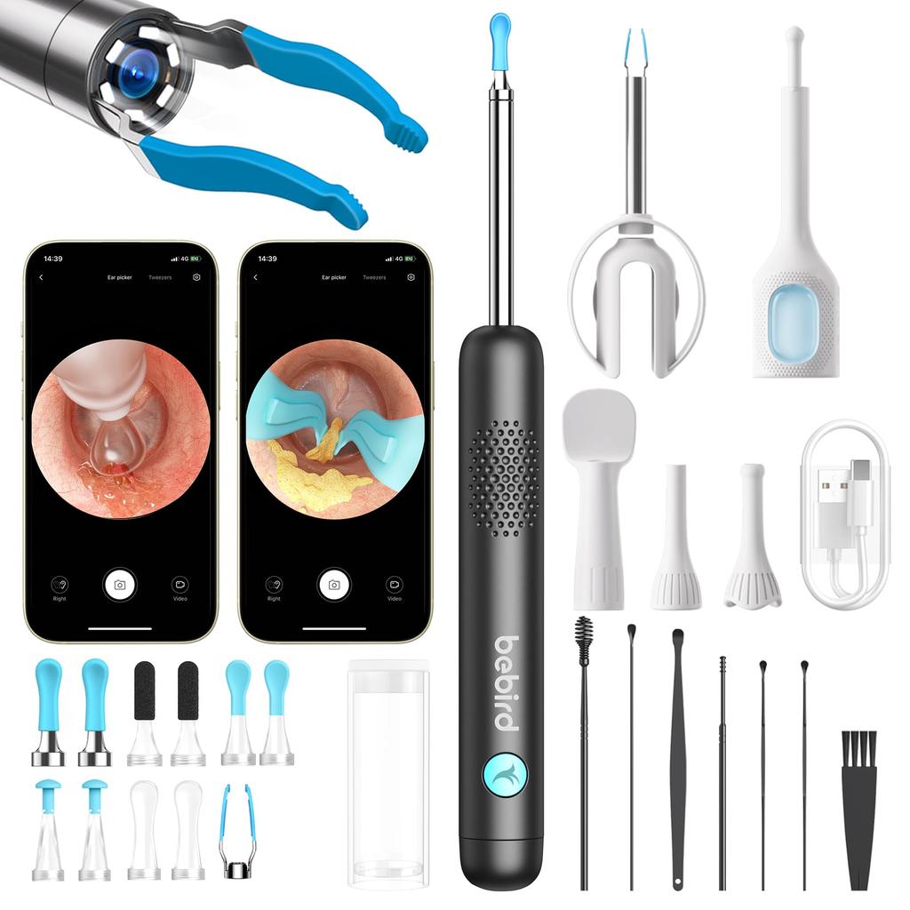 Bebird 3rd Generation R1 in Earpick 10 Megapixels Enhanced Image Quality Lens Adjustable Brightness LED Light Tweezers Included and Nose Observation