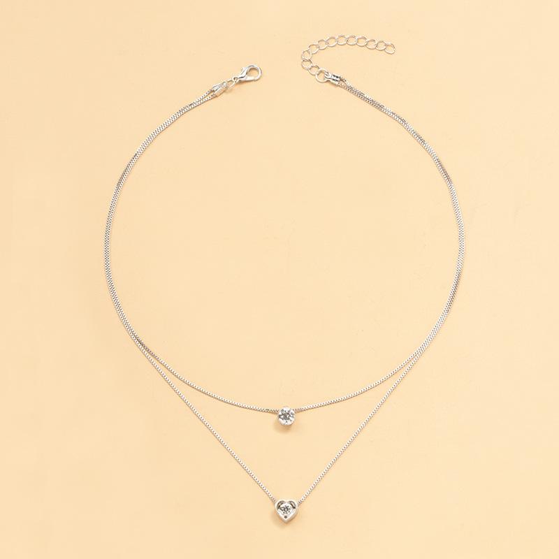 1 PC Alloy Fashion Multi-layer Love Lady Necklace, Inlaid With Rhinestone Drop Pendant