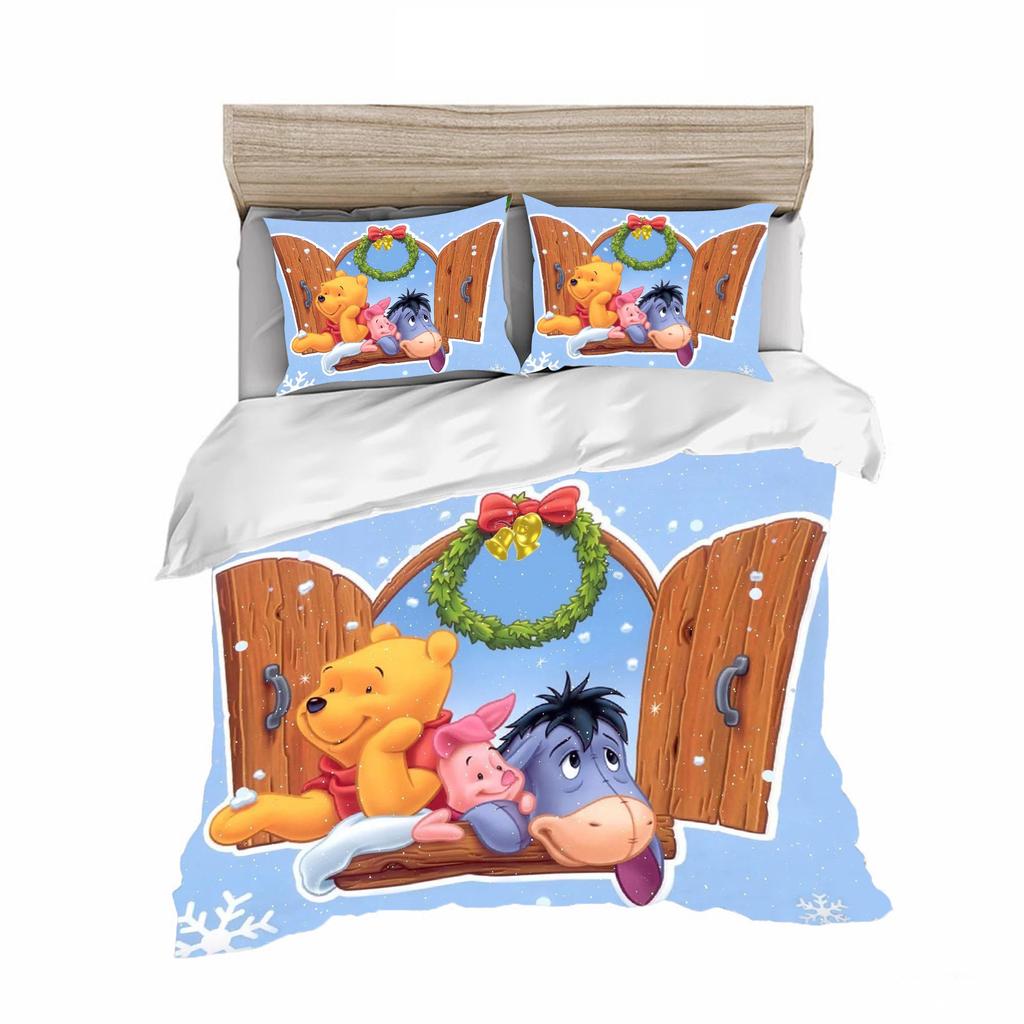 Ensemble de housse de couette Winnie l'Ourson Tigrou Pour Lits d'Enfants 3D Taille King Size Ensembles de couettes 100% Polyester