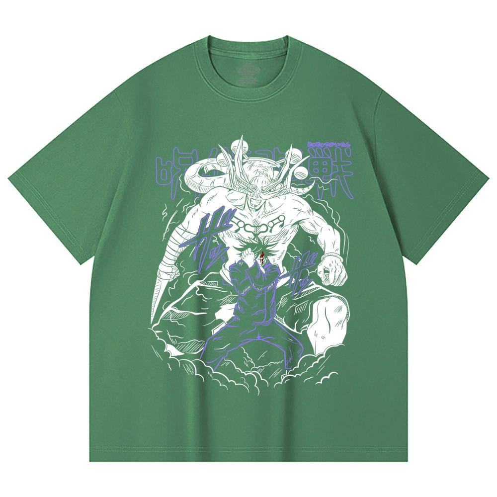 230 Gsm 100% Bawełna Jujutsu Kaisen V35 Druk Mahoraga Unisex Ciężka Bawełniana Koszulka