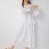 Japanese Literary Embroidered Lace Long Sleeve T-shirt & Skirt Set - Women's Pure Cotton Casual Fashion